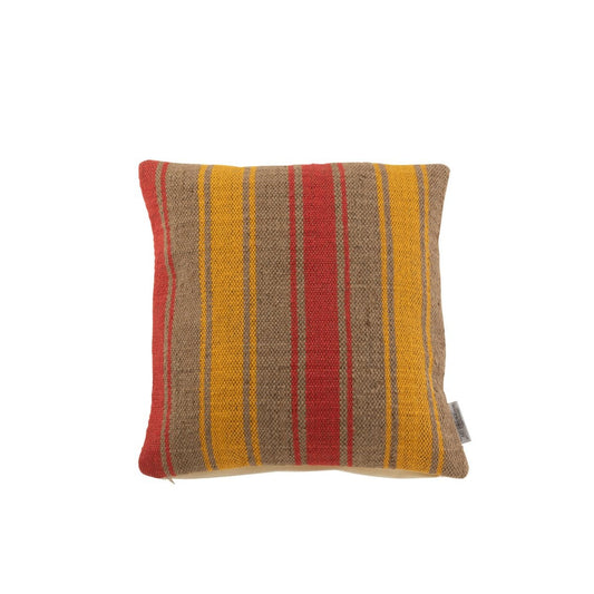 J-Line J-Line kussen Vierkant Anna - jute - rood/geel