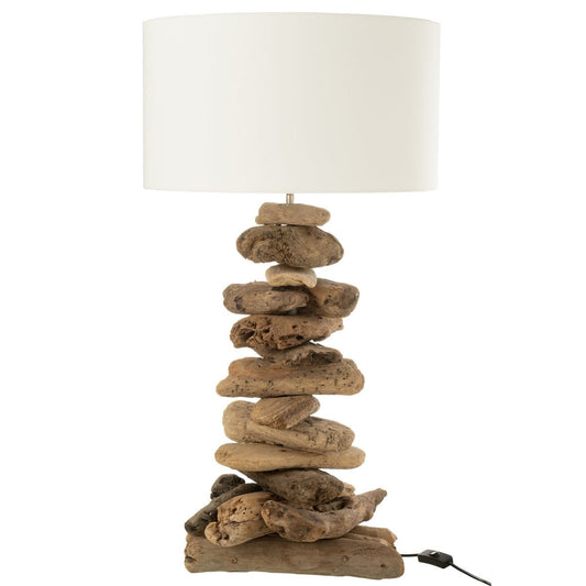 J-Line J-Line lamp + kap - hout - naturel/beige - small