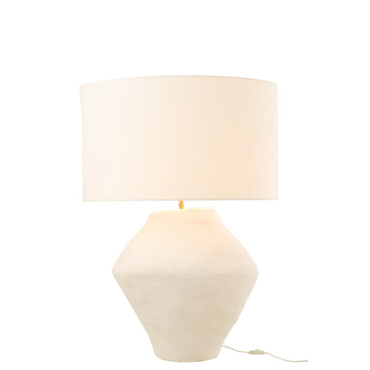 J-Line J-Line Lamp + Kap Pot Spinner Papier Mache Wit