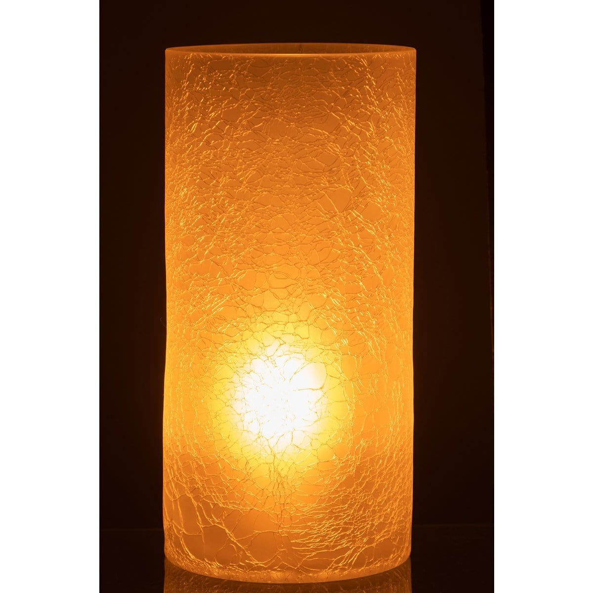 J-Line J-Line lantaarn Cilinder Craquele - glas - wit - extra groot