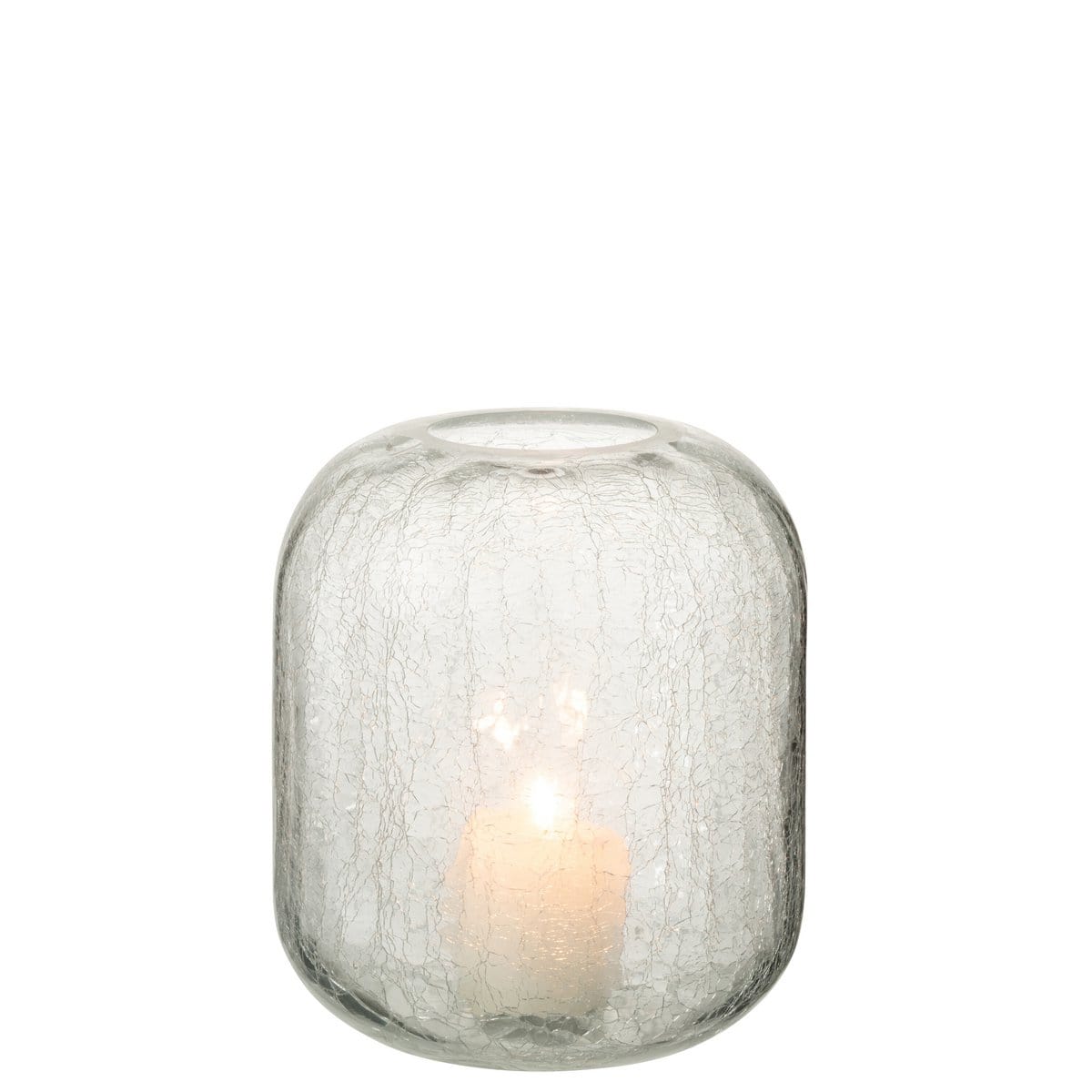 J-Line J-Line lantaarn Craquele - kaarshouder - glas - transparant - medium