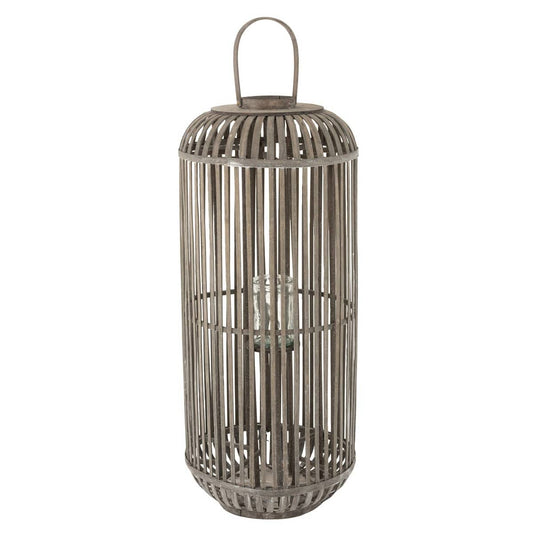 J-Line J-Line lantaarn Cylinder - hout - grijs - large