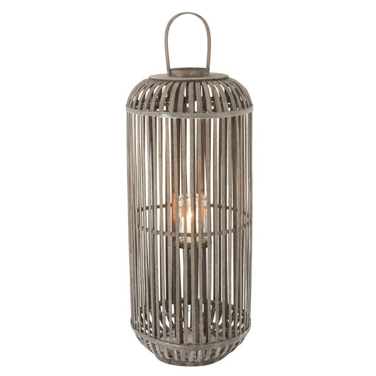 J-Line J-Line lantaarn Cylinder - hout - grijs - large