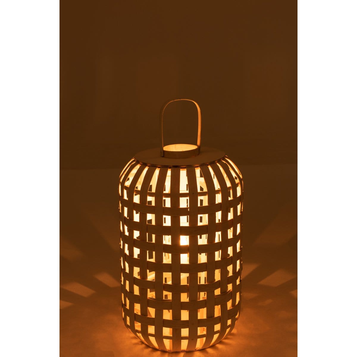 J-Line J-Line lantaarn Cylinder - hout - wit