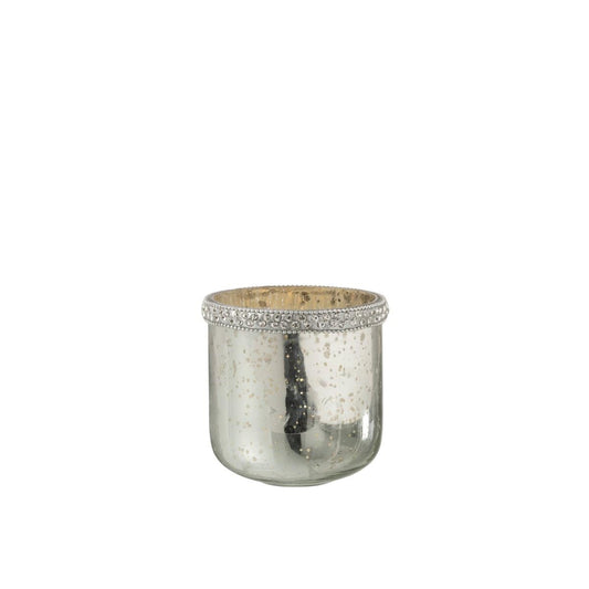 J-Line J-Line lantaarn diamant - glas - zilver - klein - 2 stuks
