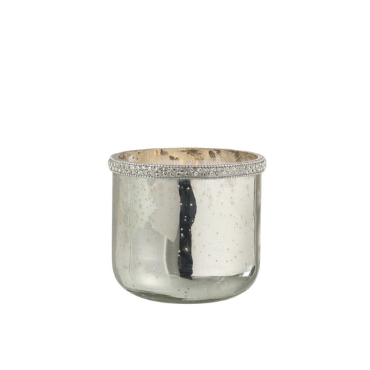 J-Line J-Line lantaarn diamant - glas - zilver - medium