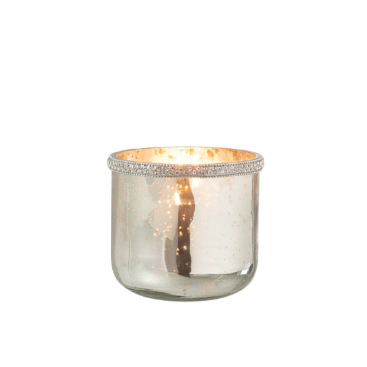 J-Line J-Line lantaarn diamant - glas - zilver - medium