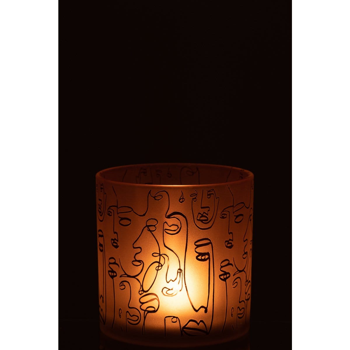 J-Line J-Line lantaarn Happy Faces - glas - terracotta - groot