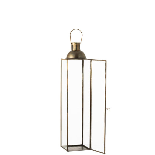 J-Line J-Line lantaarn Hoog Antiek - glas/ijzer - brons - small