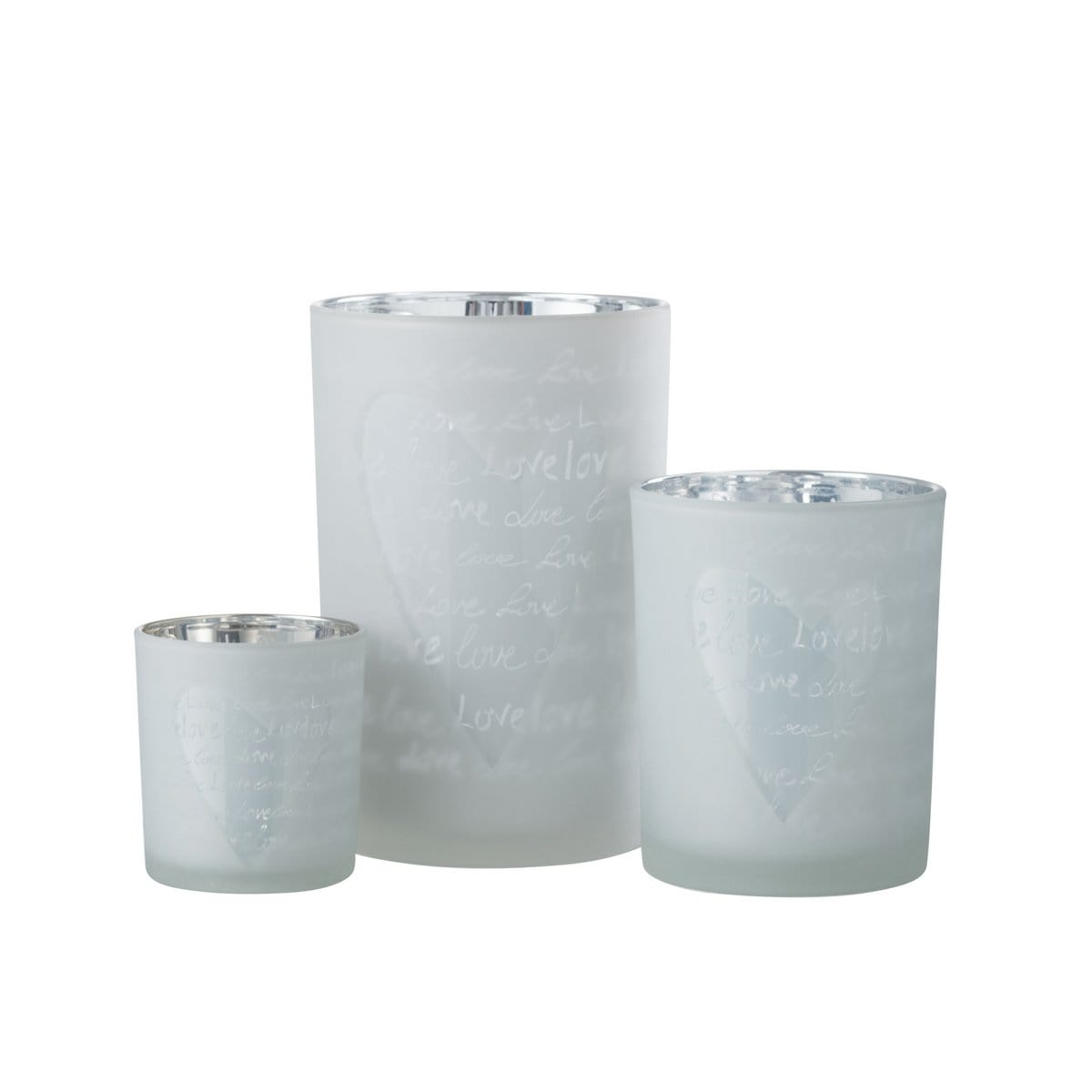 J-Line J-Line lantaarn Love - glas - wit - groot - valentijn cadeautje