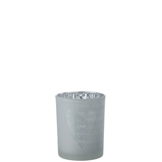 J-Line J-Line lantaarn Love - glas - wit - medium - valentijn cadeautje