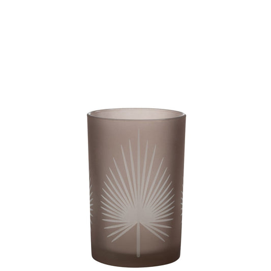 J-Line J-Line lantaarn Palmblad - glas - beige - groot