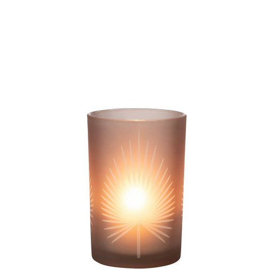 J-Line J-Line lantaarn Palmblad - glas - beige - groot