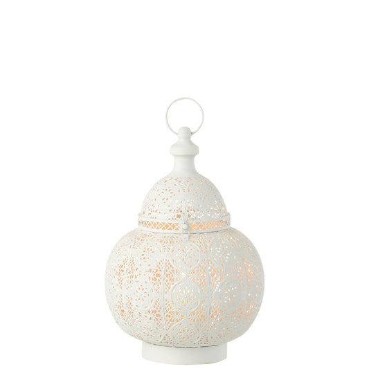 J-Line J-Line lantaarn Rond Oosters - metaal/glas - wit