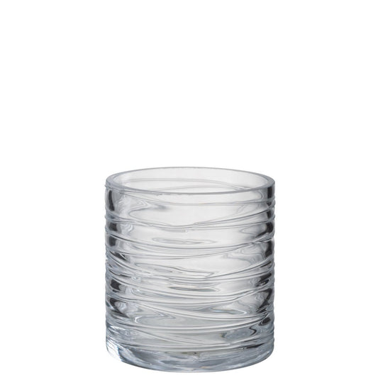 J-Line J-Line lantaarn Strepen - kaarshouder - glas - transparant - klein