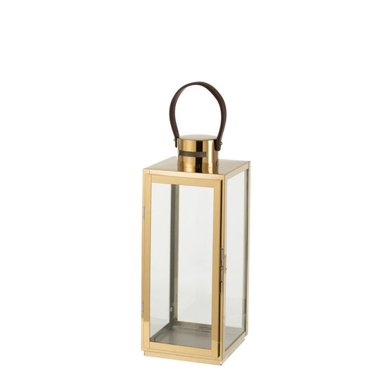 J-Line J-Line Lantaarn Vierkant Metaal/Glas Goud