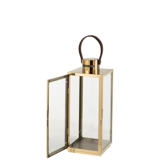 J-Line J-Line Lantaarn Vierkant Metaal/Glas Goud