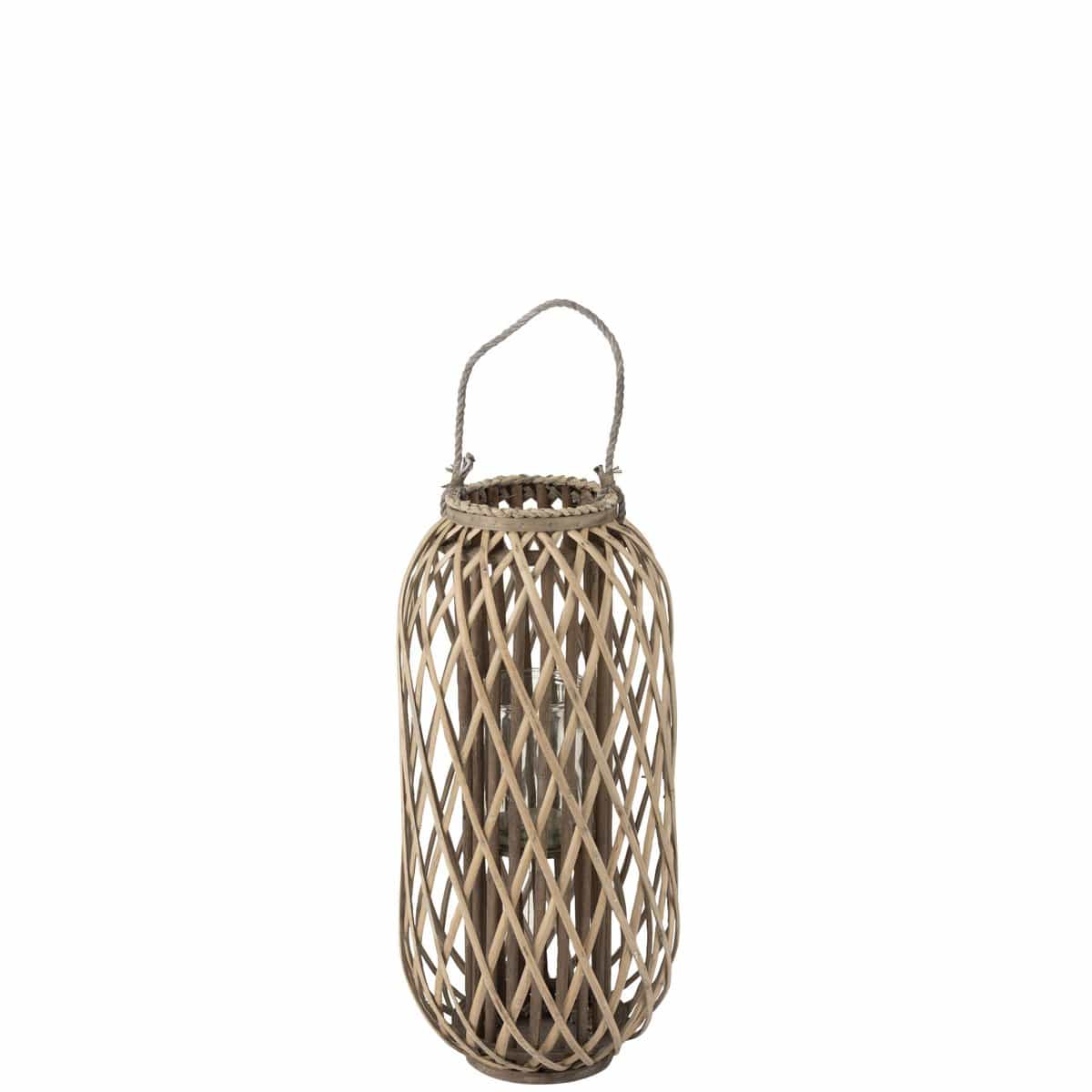 J-Line J-Line lantaarn Willow - hout - grijs - small