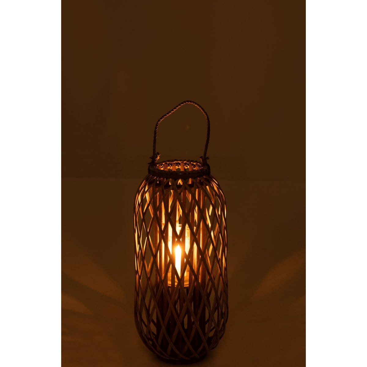 J-Line J-Line lantaarn Willow - hout - grijs - small