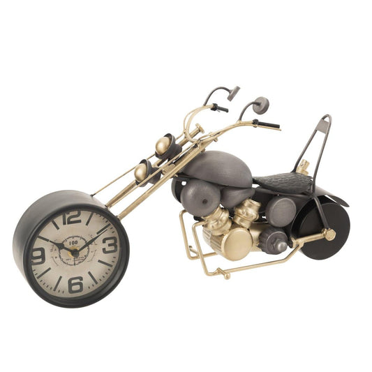 J-Line J-Line Moto klok - metaal - grijs/ goud - S - Ø 46.5 cm