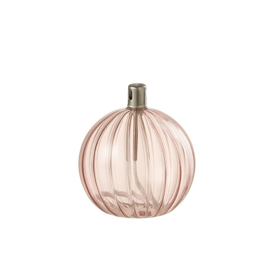 J-Line J-Line olielamp Ribbels - glas - roze - small
