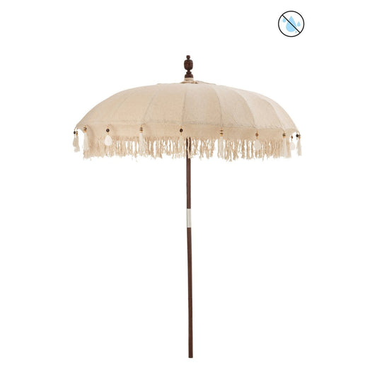 J-Line J-Line parasol Kwastjes/Schelpen - hout - beige/donkerbruin - L