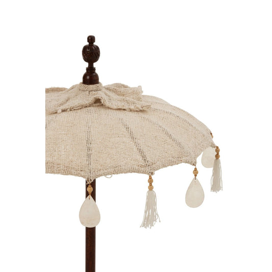 J-Line J-Line parasol + voet Kwastjes/Schelpen - hout - beige/donkerbruin - S