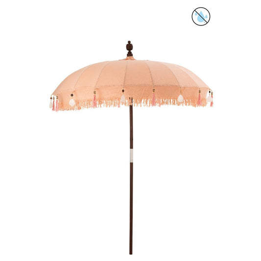 J-Line J-Line parasol + voet Kwastjes/Schelpen - hout - beige/donkerbruin - S