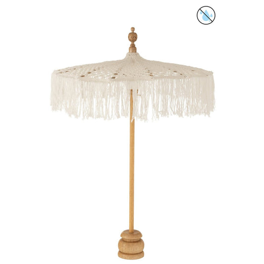 J-Line J-Line parasol + voet Macrame - katoen - wit - S