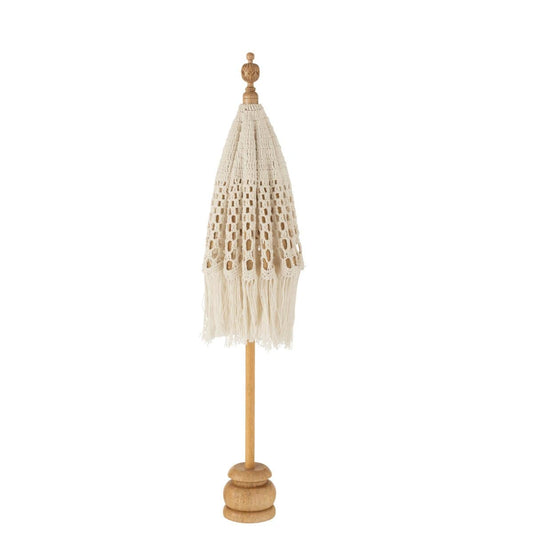 J-Line J-Line parasol + voet Macrame - katoen - wit - S