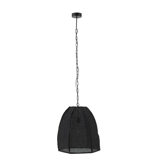 J-Line J-Line Plafondlamp Peer Linnen/Ijzer Zwart Small