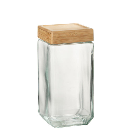 J-Line J-Line Pot In Glas Brad Glas/Bamboo Transparant/Naturel Extralarge
