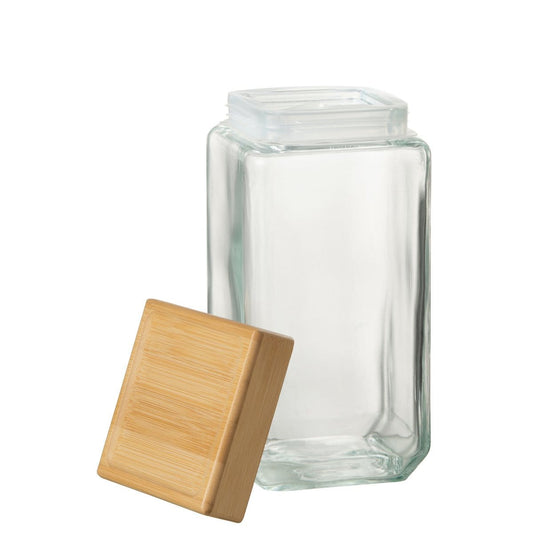 J-Line J-Line Pot In Glas Brad Glas/Bamboo Transparant/Naturel Extralarge