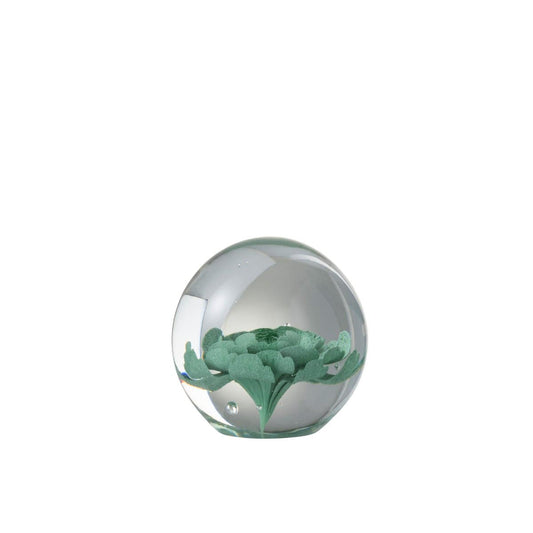 J-Line J-Line presse-papier Bloem - glas - muntgroen - small