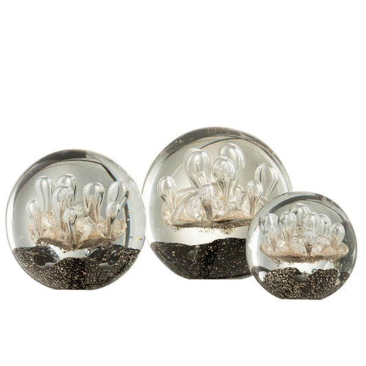 J-Line J-Line presse-papier Vuurwerk - glas - goud/zwart - large