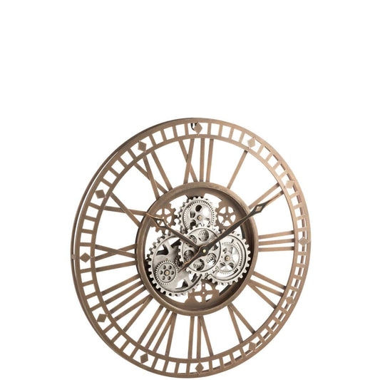 J-Line J-Line Radars Romeinse Cijfers klok - metaal - goud - Ø 7 cm
