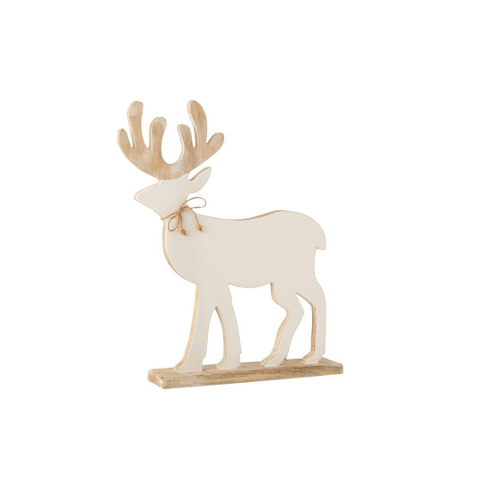 J-Line J-Line Rendier Op Voet Mango Hout Wit/White Wash Large