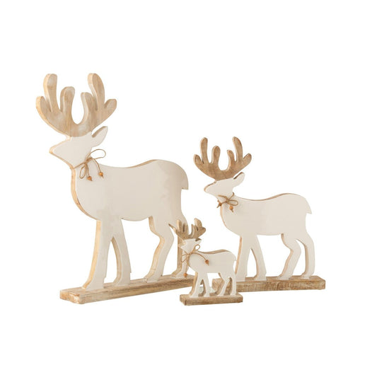 J-Line J-Line Rendier Op Voet Mango Hout Wit/White Wash Large