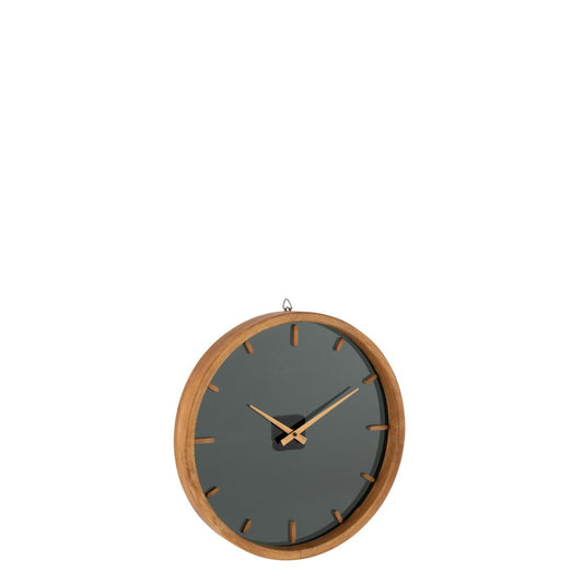 J-Line J-Line Rond klok - hout/ glas - bruin/ zwart - Ø 40 cm