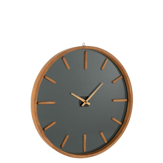 J-Line J-Line Rond klok - hout/ glas - bruin/ zwart - Ø 80 cm