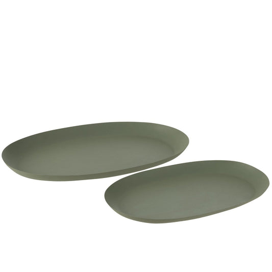 J-Line J-Line schalen Ovaal - ijzer - groen - 2 stuks