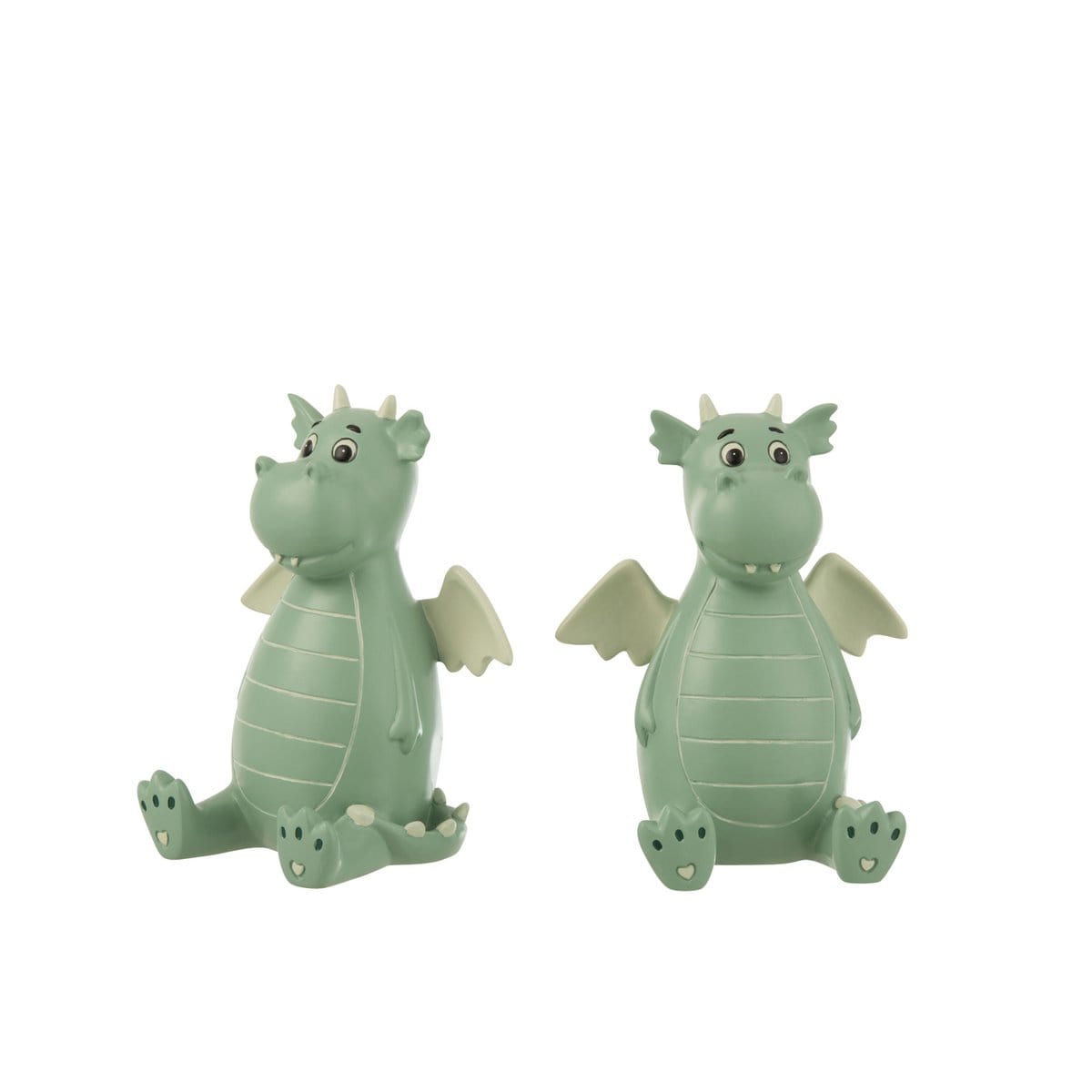 J-Line J-Line set 2 boekensteun Draak - polyresin - groen
