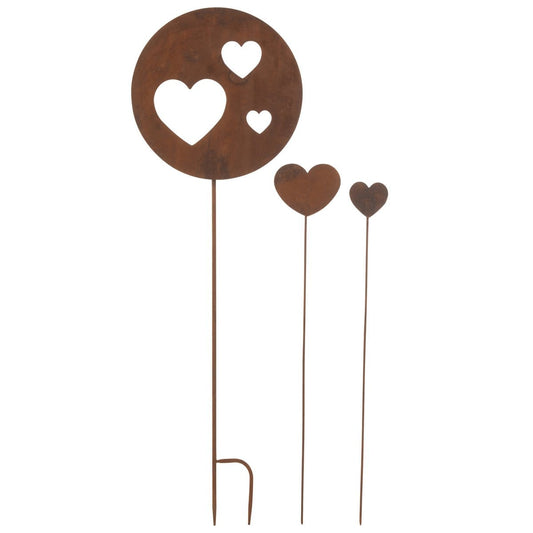 J-Line J-Line Set Van 3 Decoratie Tuin Hart Ijzer Roest