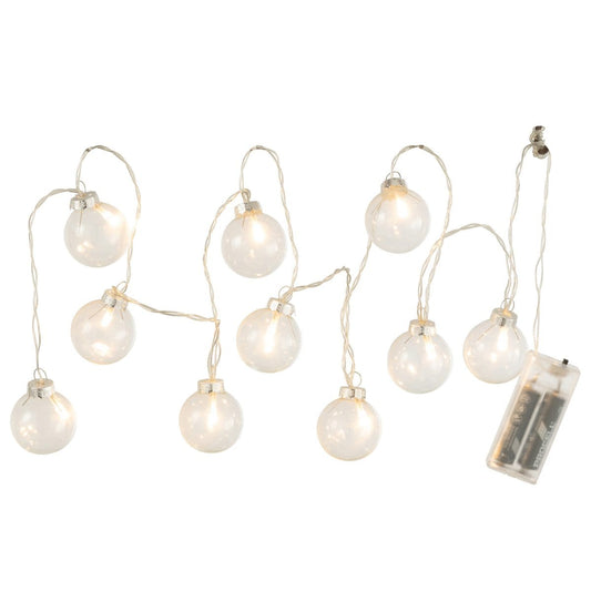 J-Line J-Line Slinger 10 Ballen + Effen - glas - transparant - LED lichtjes