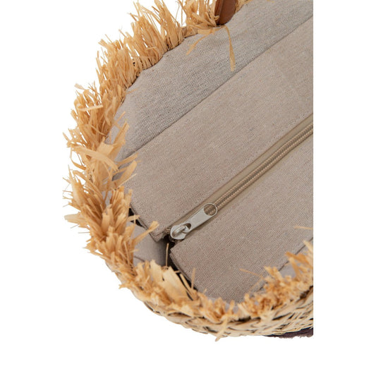 J-Line J-Line Strandtas Blad Jute Naturel/Donker Bruin
