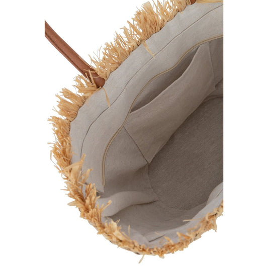 J-Line J-Line Strandtas Blad Jute Naturel/Wit
