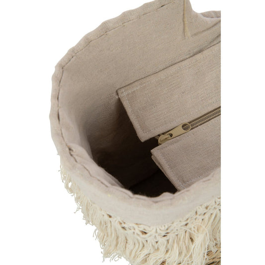 J-Line J-Line Strandtas Franjes Gevlochten Zeegras Nat/Creme