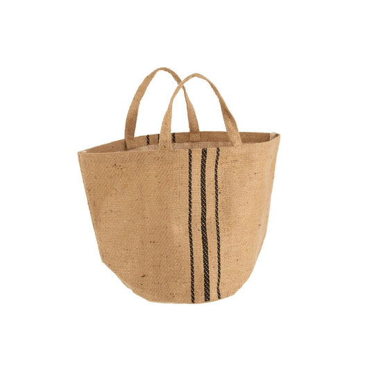 J-Line J-Line Strandtas Jute Streep Zwart