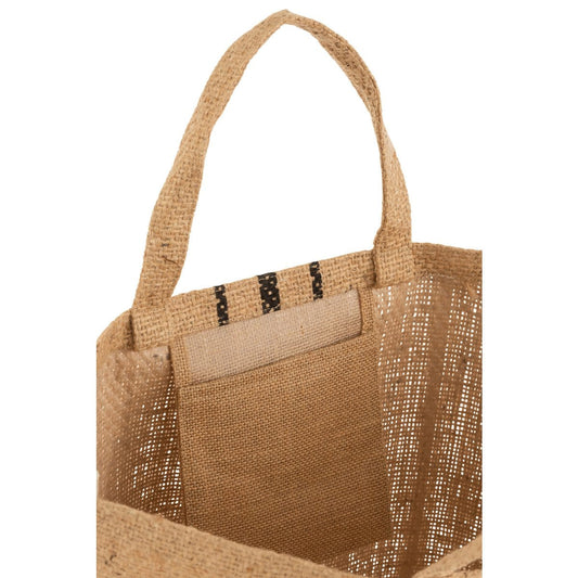 J-Line J-Line Strandtas Jute Streep Zwart