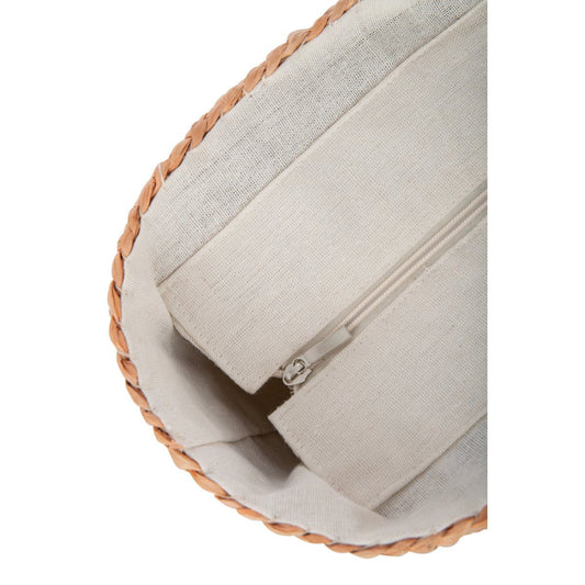 J-Line J-Line Strandtas Kort Handvatten Horizontale Strepen Jute Naturel/Licht Oranje